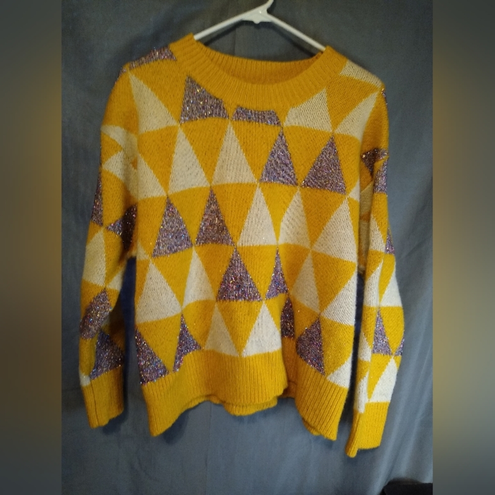 Yellow GeeGee Geometric Patterned Yellow Sweater